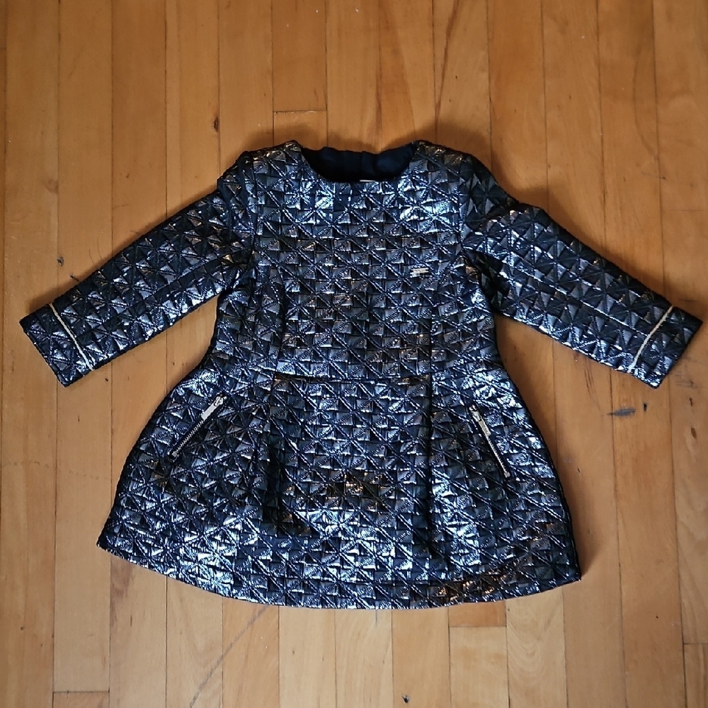 Karl Lagerfeld Shimmering Silver Quilted Dress